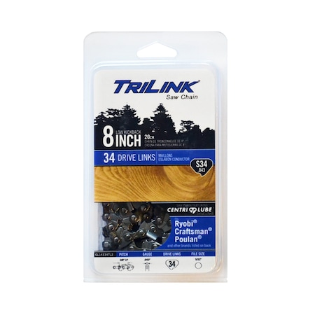 Trilink Chainsaw Chain 3/8 LP Semi-Chisel .043 34DL for Ryobi PP720R; CL14334TL2